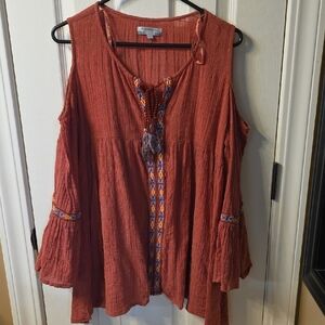 Cost Plus World Market Rust Bohemian Blouse